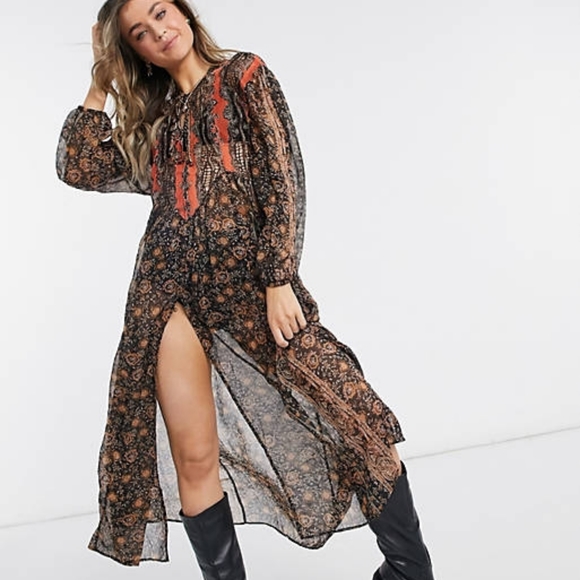 NWT Free People Flowing Printed Maxi Top - Picture 3 of 4